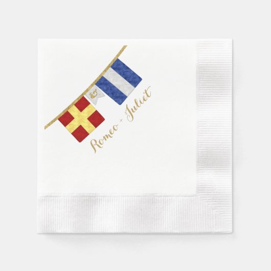 Serviette En Papier Couples Monogramme Signal Maritime Drapeaux Aquare (Devant)