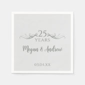 Serviette En Papier Couple's Names Modern 25th Wedding Anniversary (Devant)