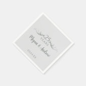 Serviette En Papier Couple's Names Modern 25th Wedding Anniversary (Coin)
