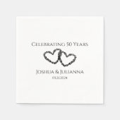 Serviette En Papier Couples Nom Modern Heart 50th Anniversary Party (Devant)