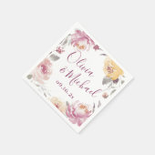 Serviette En Papier Couples noms Jardin romantique mariage fleuri (Coin)