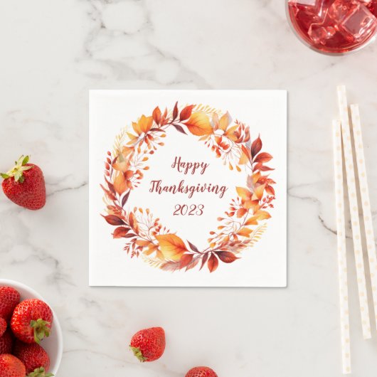 Serviette En Papier Courbe d'aquarelle à partir de feuilles d'automne (En situation)