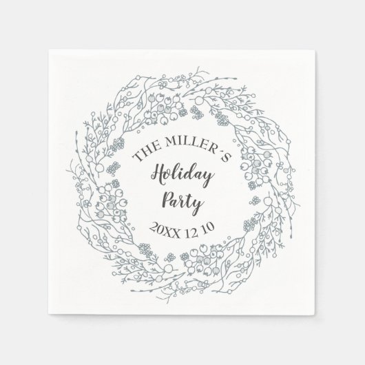 Serviette En Papier Courbe de baies blanches d'hiver (Devant)
