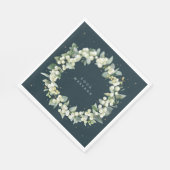 Serviette En Papier Courbe de Noël à la canneberge verte foncée+Eucaly (Coin)