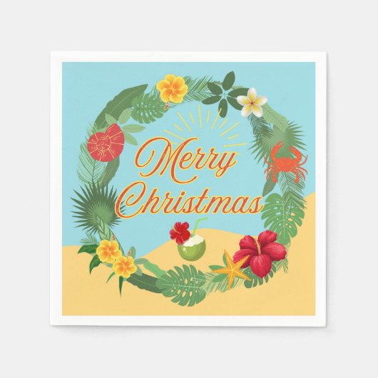 Serviette En Papier Courbe de Noël tropicale (Devant)