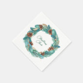 Serviette En Papier Courbe de Noël Turquoise Wreath (Coin)
