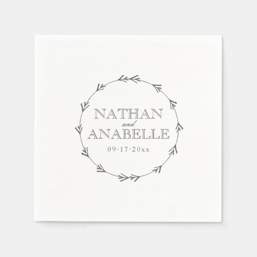 Serviette En Papier Courbe élégante simple | Mariage personnalisé (Devant)
