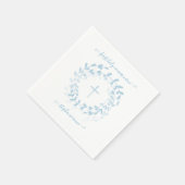Serviette En Papier Courbe et croix bleu communion (Coin)