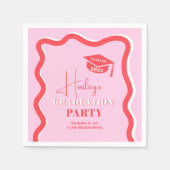 Serviette En Papier Courbe rouge rétro-rosée, inclinaison ondulée (Devant)