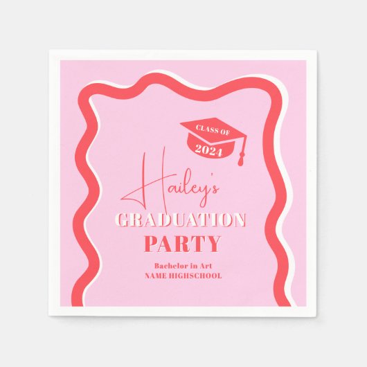 Serviette En Papier Courbe rouge rétro-rosée, inclinaison ondulée (Devant)