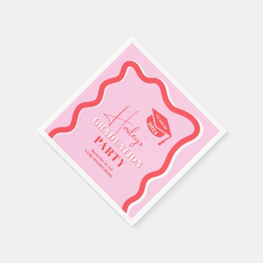 Serviette En Papier Courbe rouge rétro-rosée, inclinaison ondulée (Coin)