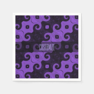 Serviette En Papier Courbes auriculaires Abstraites en diamant violet
