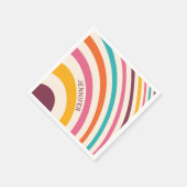 Serviette En Papier Courbes de style rétro coloré (Coin)