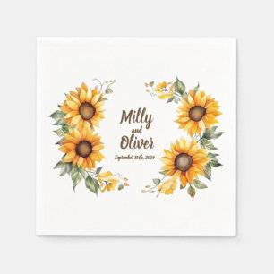 Serviette En Papier Courbes de tournesol : serviettes Mariages personn