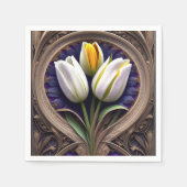 Serviette En Papier Courbes gracieuses : Tulipe blanche au design Art  (Devant)