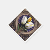 Serviette En Papier Courbes gracieuses : Tulipe blanche au design Art  (Coin)