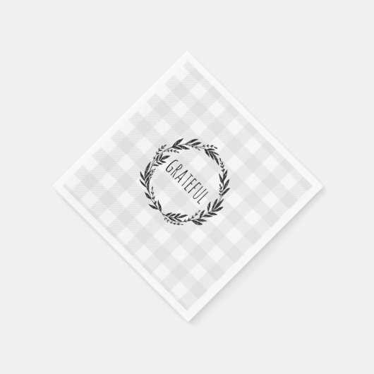 Serviette En Papier Couronne à motif gingham gris reconnaissant (Coin)