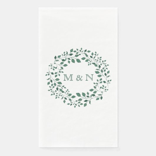 Serviette En Papier Couronne aquarelle de feuilles vertes élégantes av (Devant)