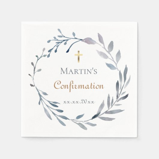 Serviette En Papier Couronne bleue de confirmation (Devant)