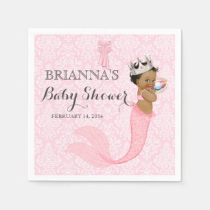 Serviette En Papier Couronne damassée de princesse sirène pour bébé et