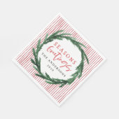 Serviette En Papier couronne d'aquarelle Joyeuses Fêtes + tartan (Coin)
