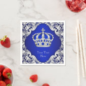 Serviette En Papier Couronne d'argent bleu royal (En situation)
