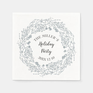 Serviette En Papier Couronne de baies blanc d'hiver