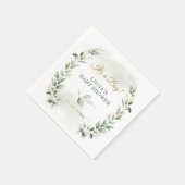 Serviette En Papier Couronne de bébé en or et verdure feuillue douce B (Coin)