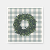 Serviette En Papier Couronne de buis à carreaux Style Ferme de campagn (Devant)
