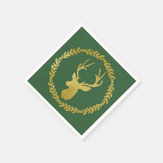 Serviette En Papier Couronne de cerf en or foncé Noël Napkin (Coin)