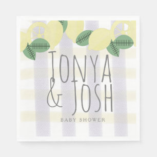 Serviette En Papier Couronne de citron moderne Citron Jaune Gris