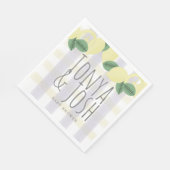 Serviette En Papier Couronne de citron moderne Citron Jaune Gris (Coin)