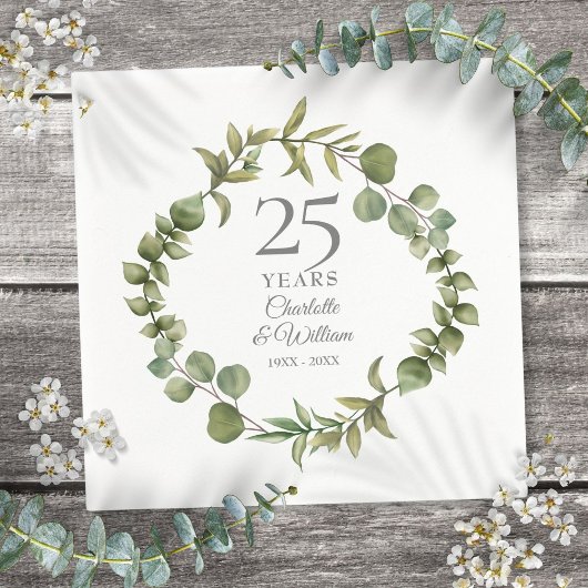 Serviette En Papier Couronne de feuillage pour les 25 ans d'anniversai