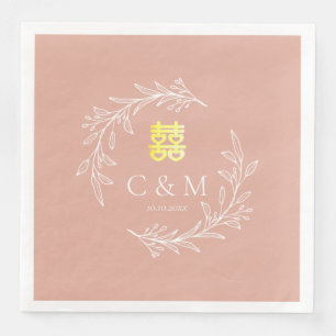 Serviette En Papier Couronne de feuilles rose poussiéreuse boho pour m