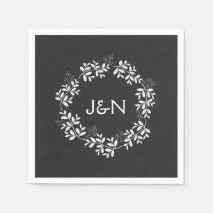 Serviette En Papier Couronne de feuilles rustique mariage personnalisé