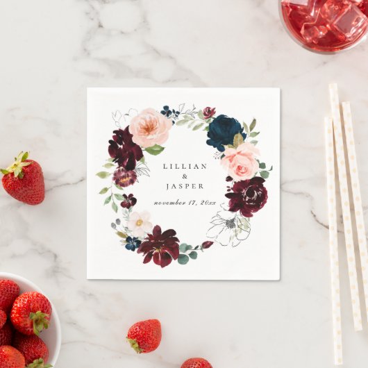 Serviette En Papier Couronne de fleurs automnales rustique (En situation)