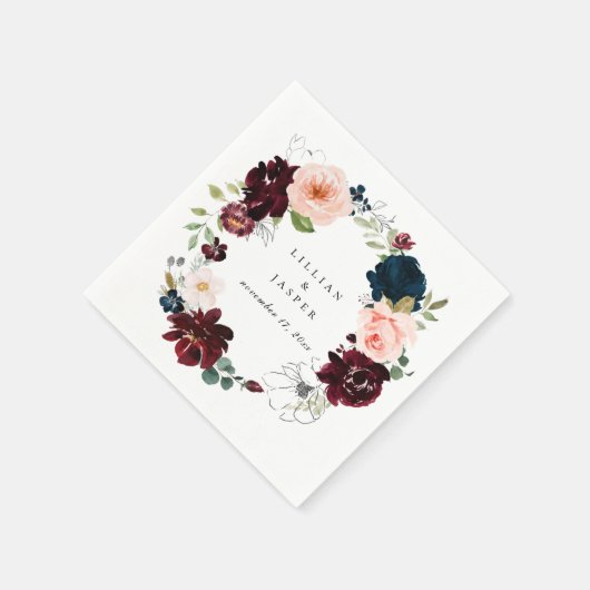 Serviette En Papier Couronne de fleurs automnales rustique (Coin)