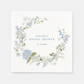 Serviette En Papier Couronne de fleurs bleues délicate pour une baby s (Devant)