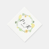Serviette En Papier Couronne de fleurs jaunes Mariage (Coin)