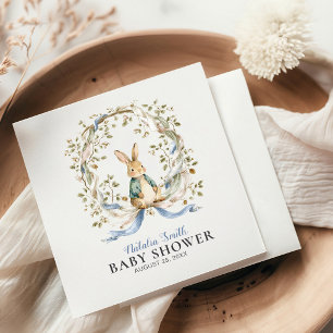 Serviette En Papier Couronne de fleurs ruban aquarelle lapin Baby Show