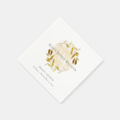 SERVIETTE EN PAPIER COURONNE DE FOLIE DE FEUILLES D'OR JAUNE ÉLÉGANTE (Coin)