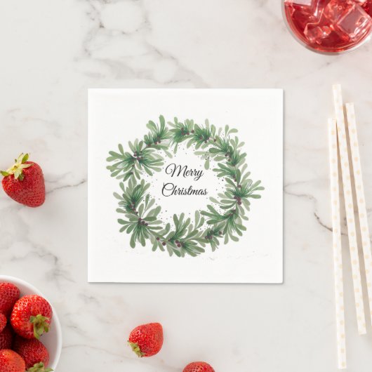 Serviette En Papier Couronne de gui (En situation)