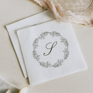 Serviette En Papier Couronne de mariage à l'ancienne en vert olive Mon