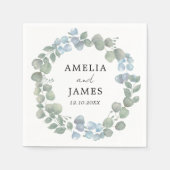 Serviette En Papier Couronne de mariage bohème verte eucalyptus  (Devant)