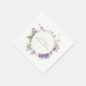Serviette En Papier Couronne de mariage champêtre fleuri lilas rustiqu (Coin)