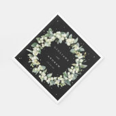 Serviette En Papier Couronne de mariage élégante au sureau noir et euc (Coin)