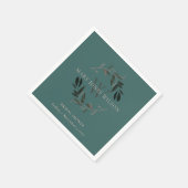 SERVIETTE EN PAPIER COURONNE DE MARIAGE FEUILLAGE ROSE ROUGISSANT VERT (Coin)