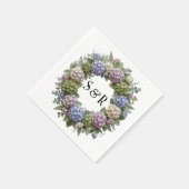 Serviette En Papier Couronne de mariage Hydrangea Monogramme (Coin)