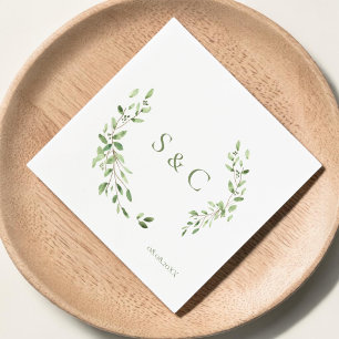 Serviette En Papier Couronne de mariage personnalisée avec monogramme 