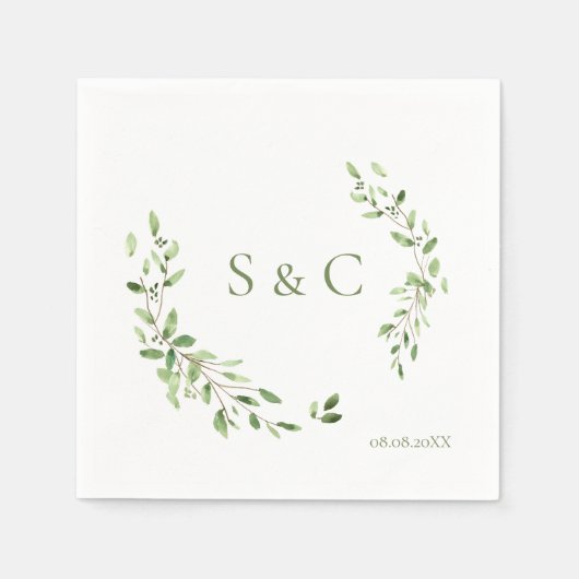 Serviette En Papier Couronne de mariage personnalisée avec monogramme  (Devant)